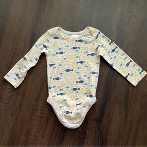 Hanna Andersson Yellow & Blue Fish Bodysuit Size 18-24 Months
